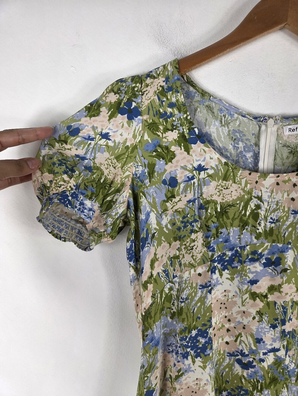 Reformation Georgica Floral Watercolor Fit and Flare Babydoll Mini Dress - Picture 5 of 15